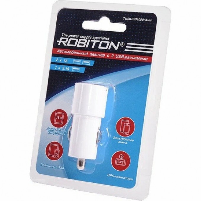 Адаптер/блок питания автомобильный ROBITON TwinUSB1000/Auto 13776 Адаптер/блок питания автомобильный ROBITON TwinUSB1000/Auto 13776