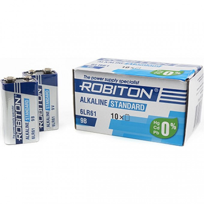 Батарея ROBITON STANDARD 6LR61 9V BULK10 13986 Батарея ROBITON STANDARD 6LR61 9V BULK10 13986